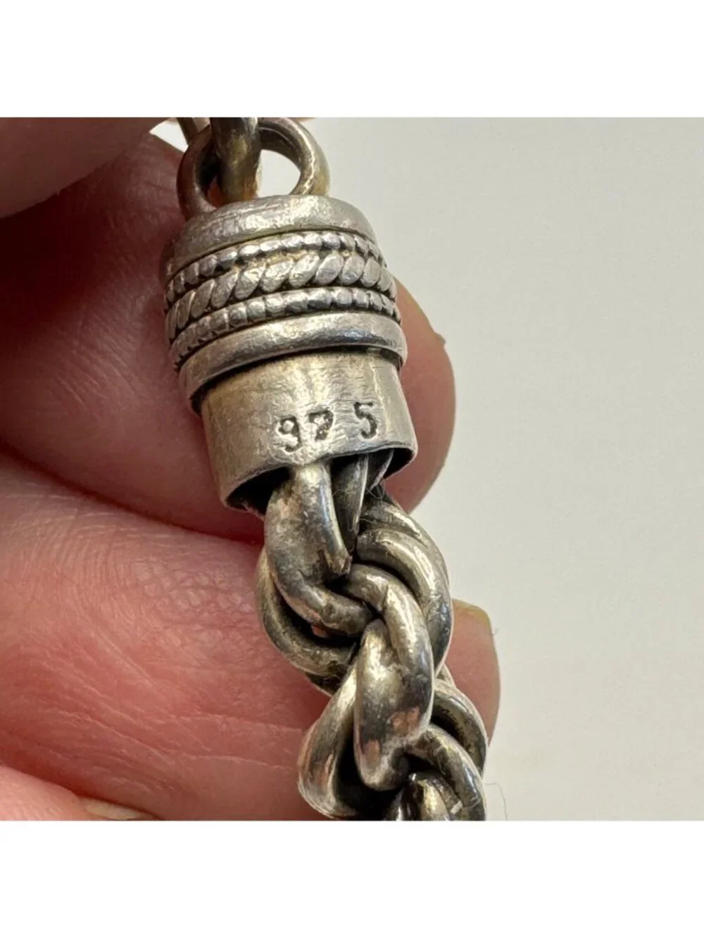 Heavy Rope Chain Bracelet Hook Closure Sterling Silver 925 Size 8